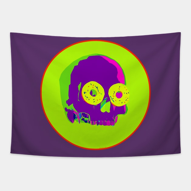 Psychedelic Donut Skull Tapestry by RyanJGillDesigns