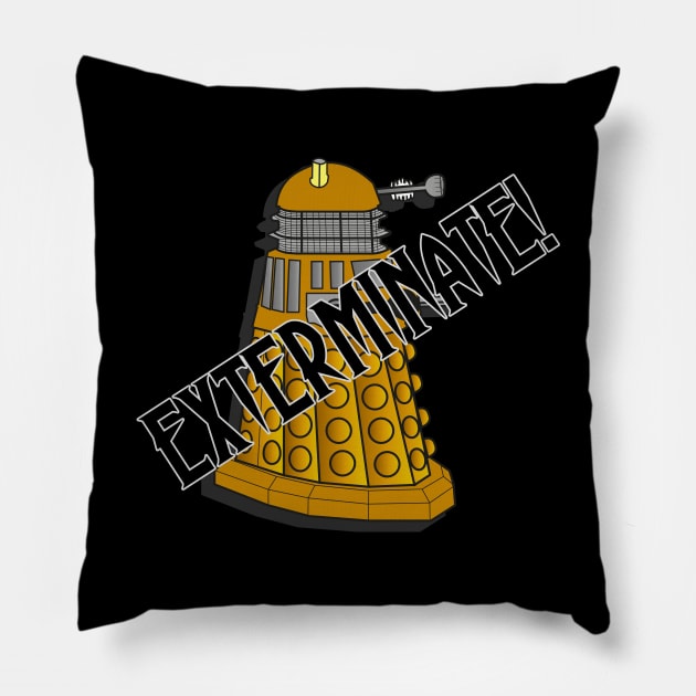 Exterminate! - Gold Dalek - Doctor Who Pillow by SOwenDesign