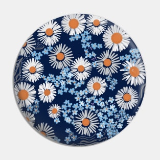 chamomile and forget-me-not beautiful floral pattern Pin