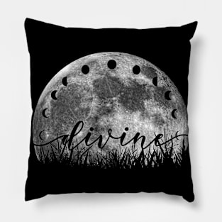 Divine, Moon Phases On Moon, Full Moon Pillow