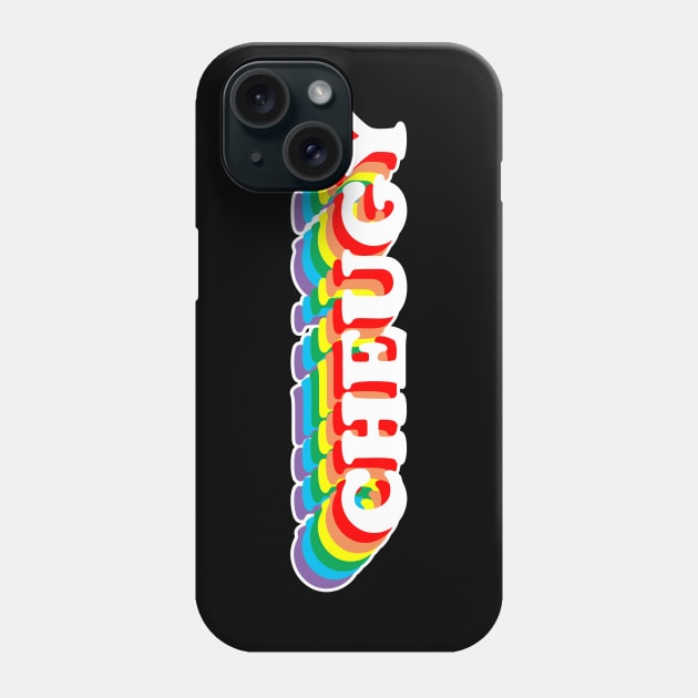 Cheugy Retro Rainbow Text Design Phone Case by bumblefuzzies