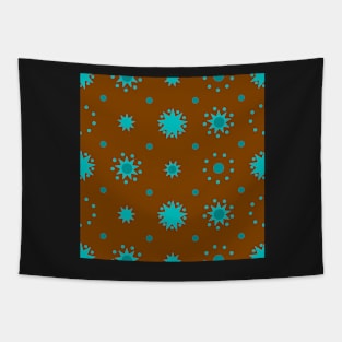 Suns and Dots Teal on Brown Repeat 5748 Tapestry