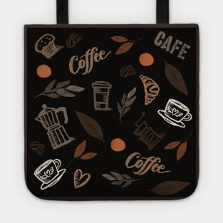 Brown cafe style pattern for the coffee lover Tote