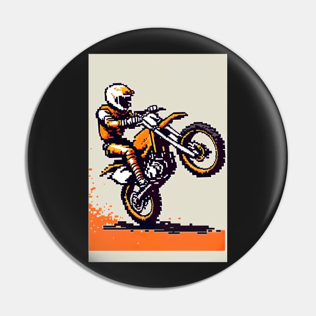 Dirt bike sweet wheelie - pixel art style orange and tan Pin by KoolArtDistrict