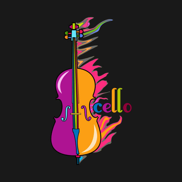 Fun, Colorful Cello by evisionarts