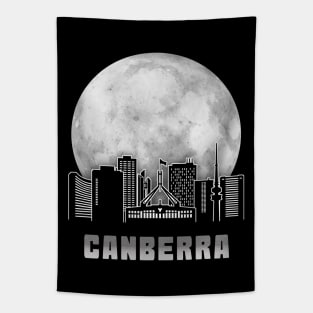 Canberra Australia Skyline Full Moon Tapestry