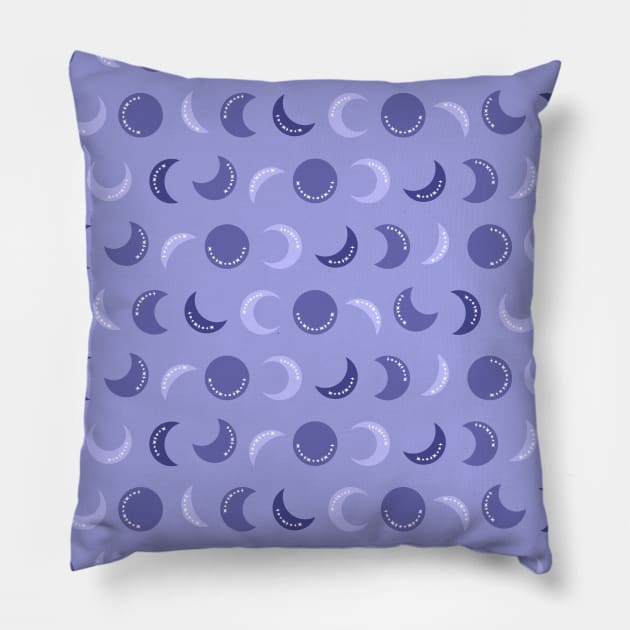 Moon Candies (Very Peri) Pillow by loonylunaART