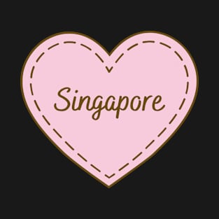 I Love Singapore Simple Heart Design T-Shirt