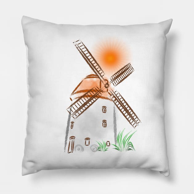 Scenic Windmill Pillow by Lighttera