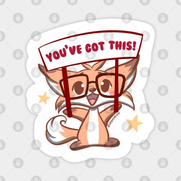 Cute Kawaii Nerd Fox you got this cheering Magnet by Kyumotea