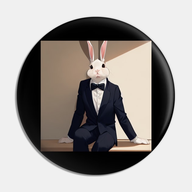 Tuxedo Bunny Rabbit Sitting Pin by BAYFAIRE