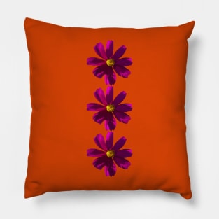 Dark Pink Cosmos Three Flowers Floral Photo Pillow