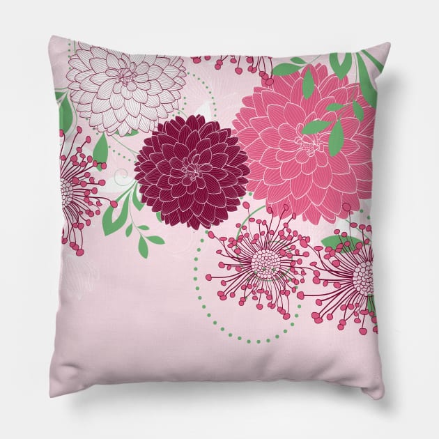 Asian-Inspired Chrysanthemum 2 Pillow by Makanahele