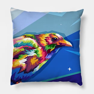 colorful crow WPAP Pillow