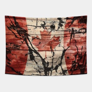 Grunge Canada Flag Rustic Red Aged White Tapestry