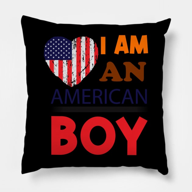 I am an American boy Pillow by Printashopus