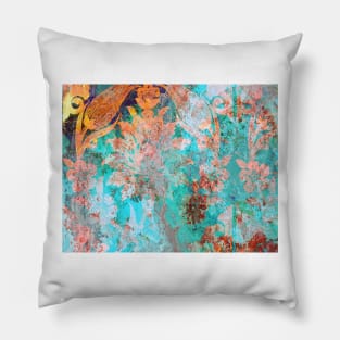 Blue Textured Floral Pattern Pillow