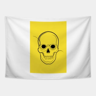 Skull Drawing On Yellow Tapestry