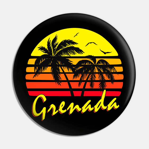 Grenada Retro Sunset Pin by Nerd_art