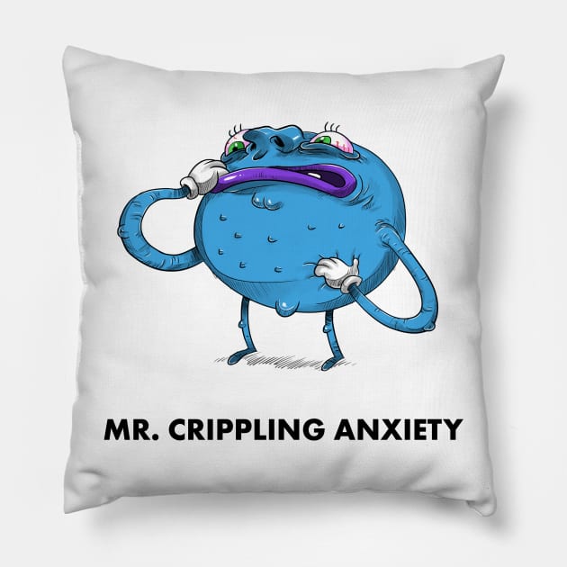 Mr Men Grown Up - Crippling Anxiety Pillow by idrawcartoons