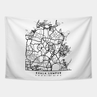 KUALA LUMPUR MALAYSIA BLACK CITY STREET MAP ART Tapestry