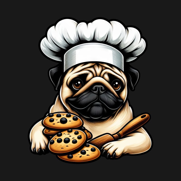 Pug Chef with Cookie by HBfunshirts