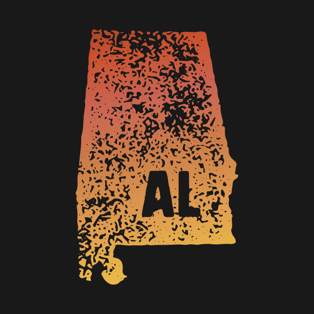 US state pride: Stamp map of Alabama (AL letters cut out) by AtlasMirabilis