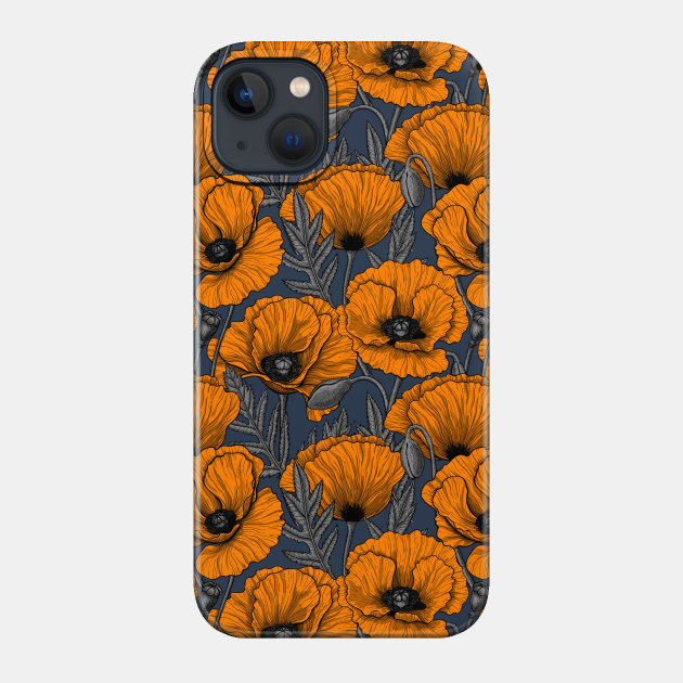 Orange poppy garden 2 - Poppy - Phone Case