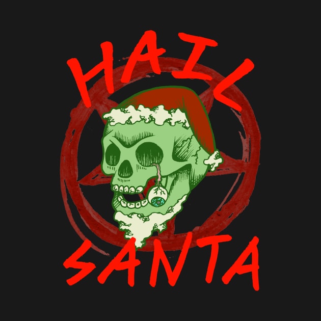 Hail Santa - Halloween Christmas Zombie Rocker Skull by FatCatSwagger