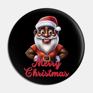 Black Santa, African American Santa Pin