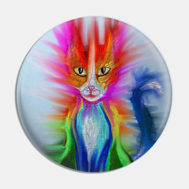 Metallic Rainbow Cat Pin by Art by Deborah Camp