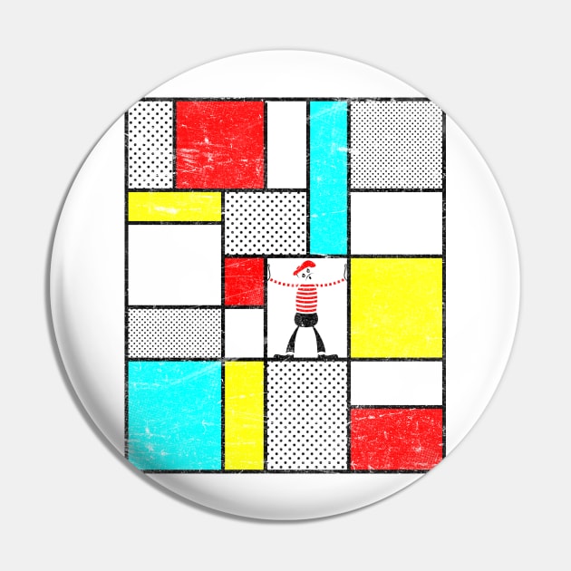 Mondrian's Mime Pin by BeanePod