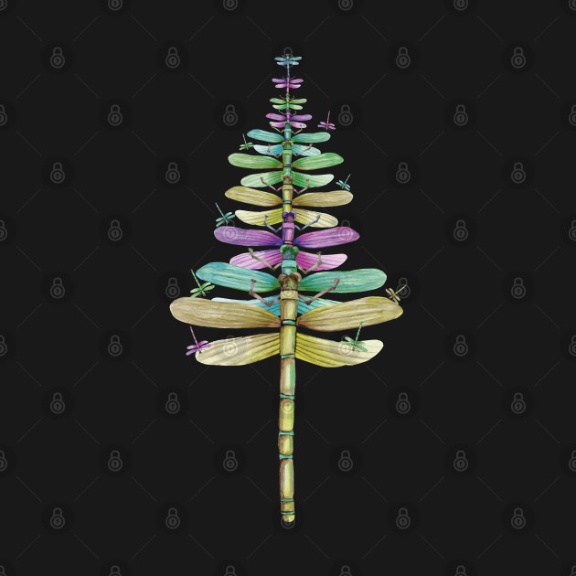 Dragonfly Christmas Tree - Dragonfly Christmas Tree - T-Shirt