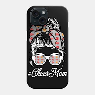 Cute Messy Hair Bun Cheer Mom Shirt Cheerleader Mom Tshirts For Women Mother's Day Phone Case