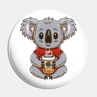 A cheerful koala enjoying a cup of coffee Pin