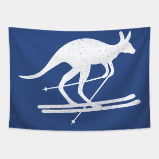 Kangaroo Skiing Fun Winter Sports Australia Travel Gift Tapestry
