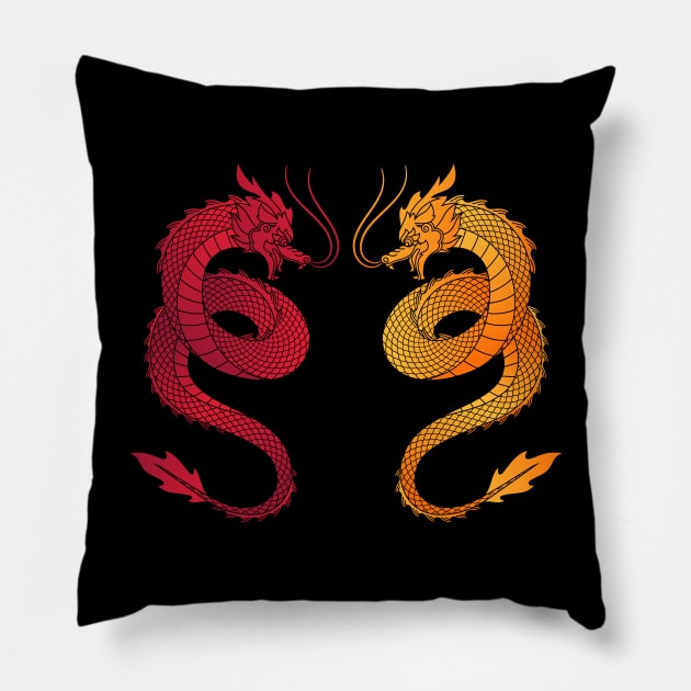Traditional Chinese Dragon Pillow by Mako Design 