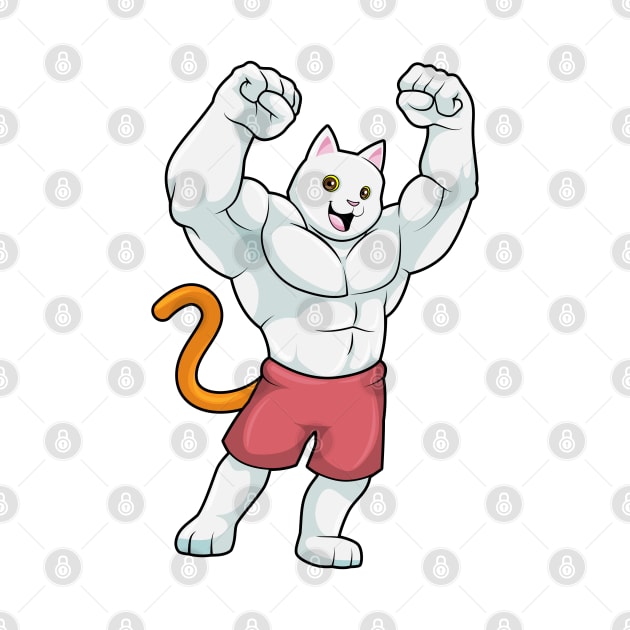 Cat as Bodybuilder with big Muscles by Markus Schnabel