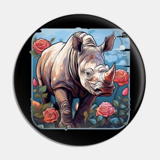 Rhino Floral Pin