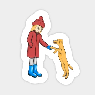 Girl and dog Magnet