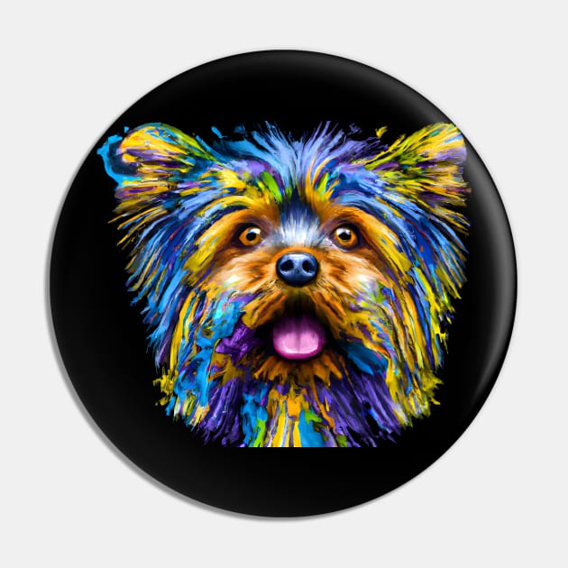 Cute Yorkshire Terrier Dog Artwork Pin by Furrban