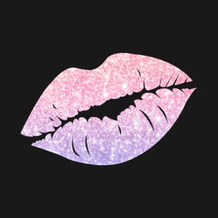 Pastel Pink Purple Ombre Faux Glitter Lips T-Shirt