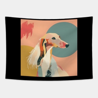 70s Saluki Vibes: Pastel Pup Parade Tapestry