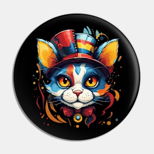 Clown cat funny vintage fantasy hatter. Cat clown Pin