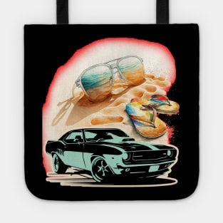 Let's Live, Vintage Car American customs,Funny Muscle Car Racing 70s Hot Road Rally Racing Lover Gifts Tote