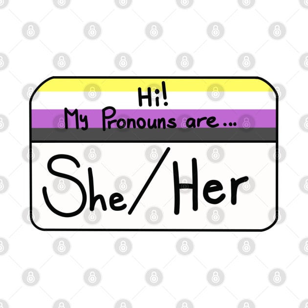 Hi my pronouns are - She/Her - Nonbinary pride by Beelixir Illustration