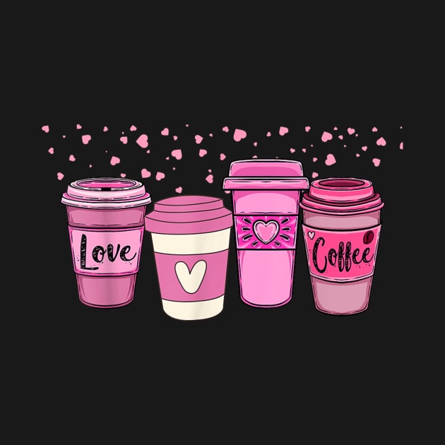 Coffee Lover, Pink Hearts, Galentines day, Valentines day by zwestshops