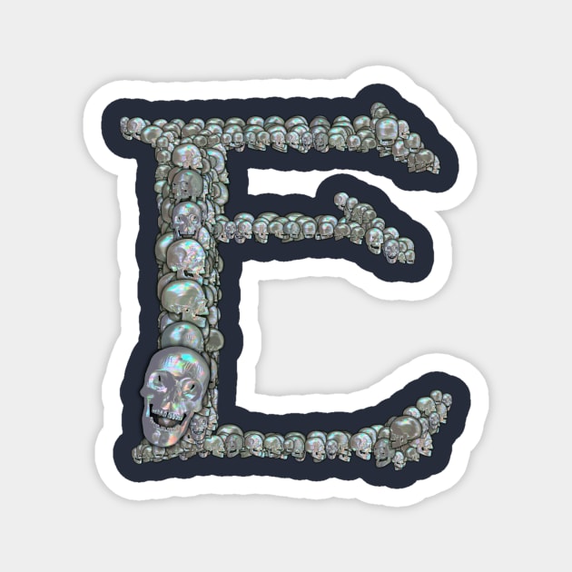 Tahitian Pearl Skull Monogram E Magnet by dinaaaaaah