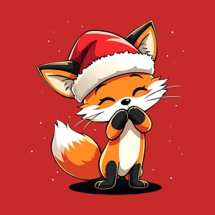 Cute Christmas Fox in a Santa Hat T-Shirt