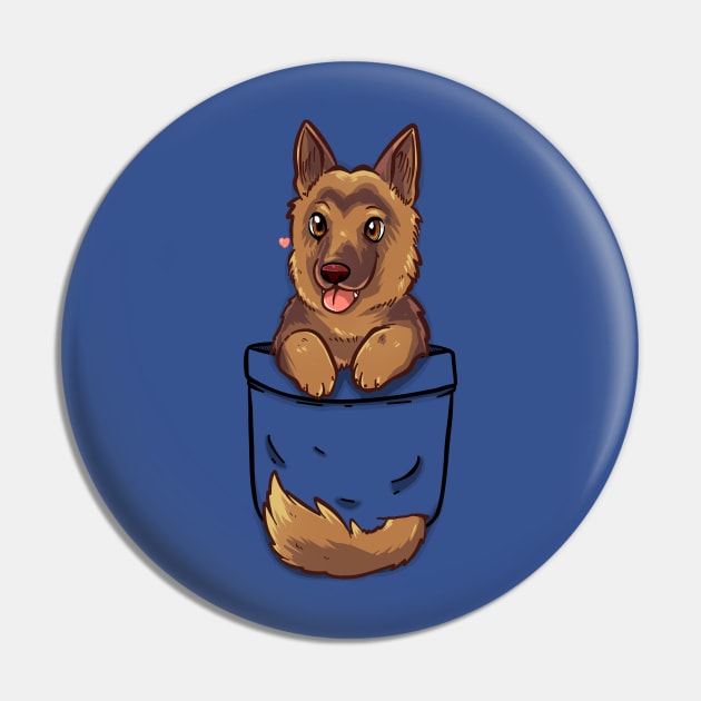 Pocket Cute German Shepherd Alsatian Dog Pin by TechraPockets